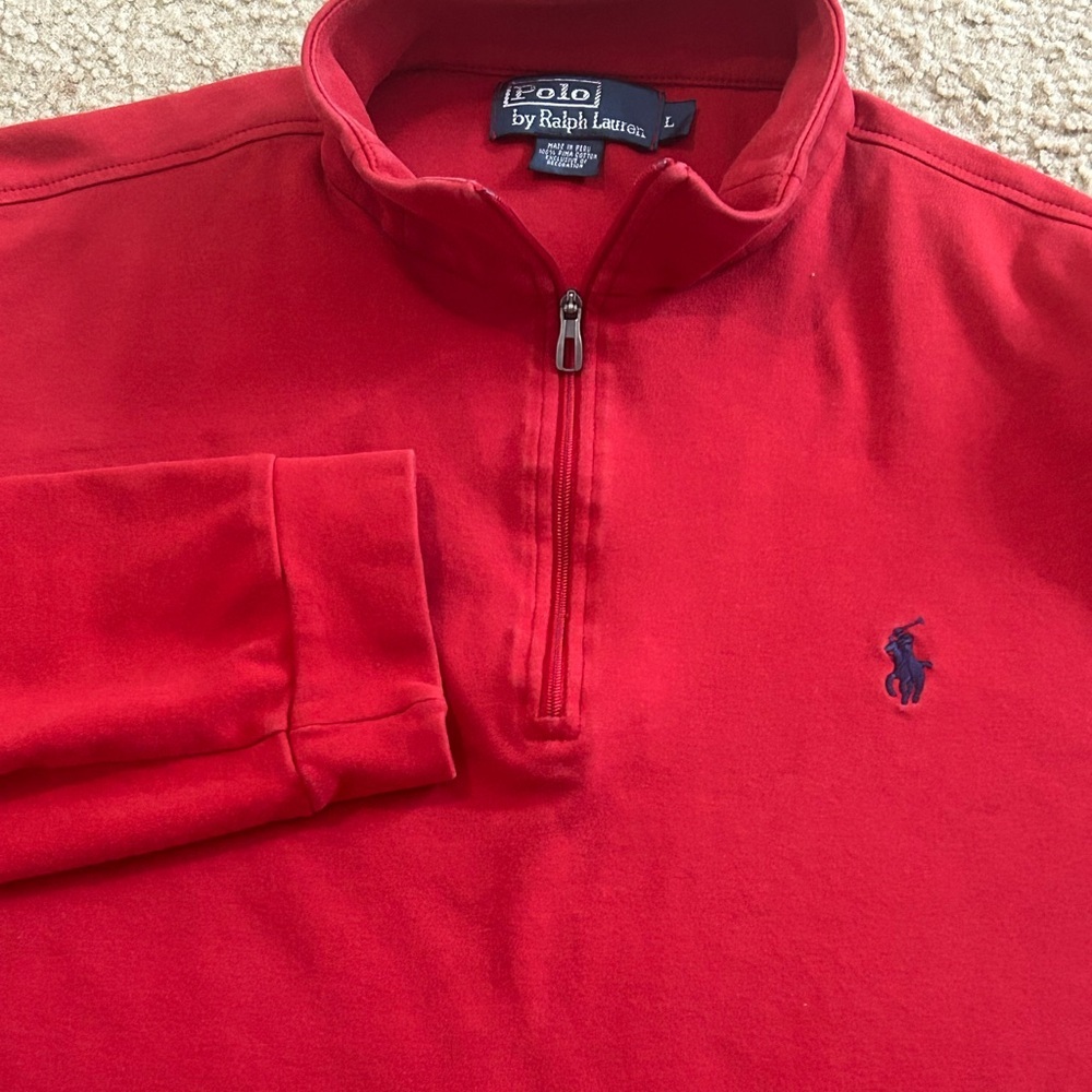 VTG Polo Ralph Lauren 1/4 Zip Pullover Sweatshirt Men’s Large Red Pony Logo